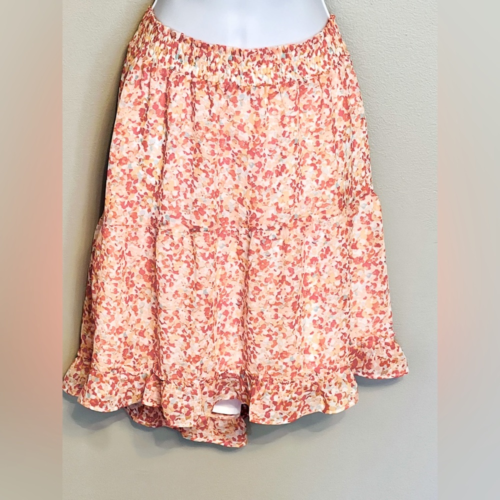 Loft Vibrant Floral Print Skirt with Ruffles, size S